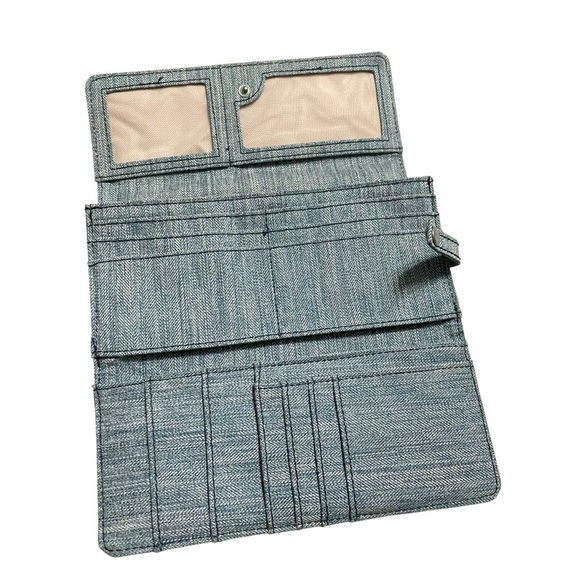 Kipling Women's Large Printed Fashion Wristlet Wallet Blue / Gray - Picture 9 of 10